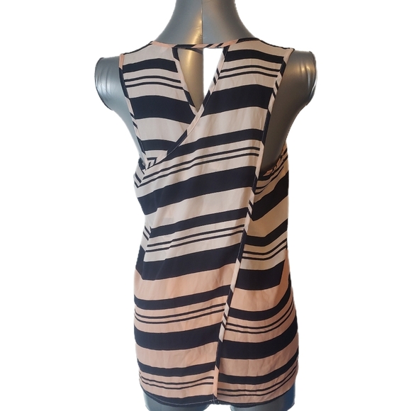 Striped Sleeveless Top - Navy and Peach Size M - Picture 4 of 4